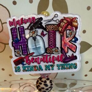 Hair Stylist Theme Acrylic Beaded Pen